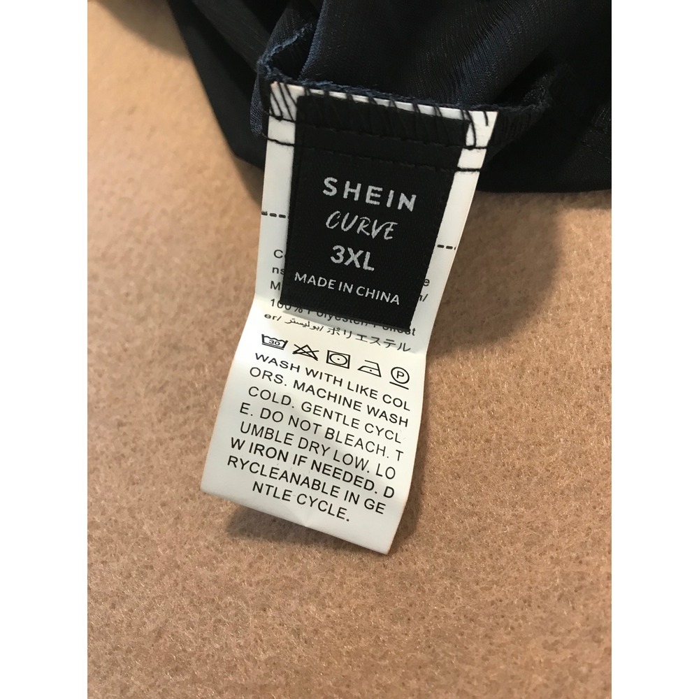 SHEIN Curve Black Dress 3XL Ruffle Sleeve Plus Size Flowy Shift Mini Dress - Picture 6 of 8